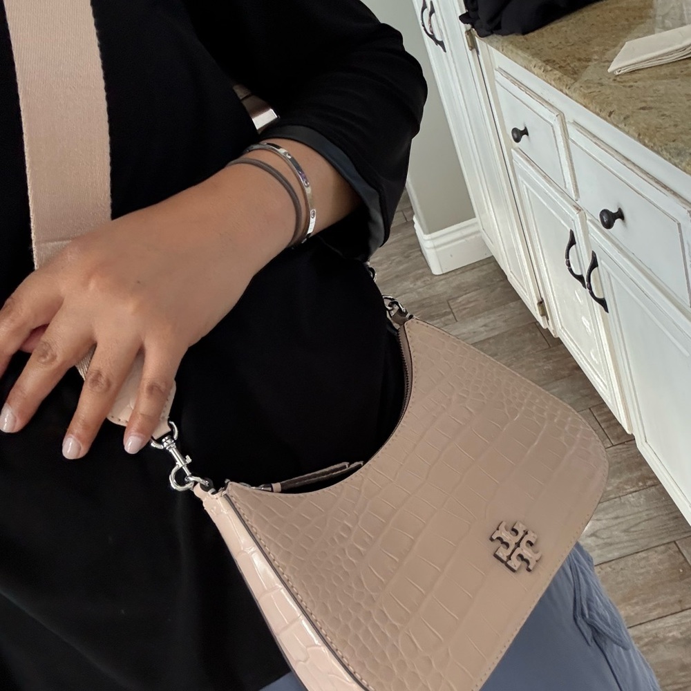 478$! Tory Burch - Thea Embossed Convertible Crossbody, Clay Pink - Picture 8 of 13
